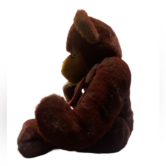 Color RICH Plush Collector Teddy Bear with Bow and Brown eyes SO Cute! - Picture 6 of 12